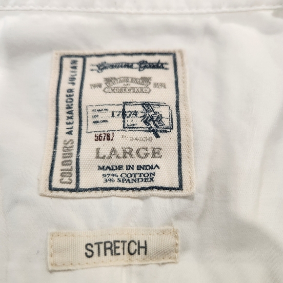 Alexander Julian Colours Men's Cotton Shirt Short Sleeve White Size L - Picture 7 of 14